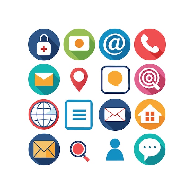 Colección de conjuntos de iconos de contacto para sitios web y aplicaciones móviles