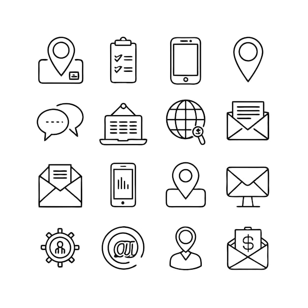 Colección de conjuntos de iconos de contacto para sitios web y aplicaciones móviles