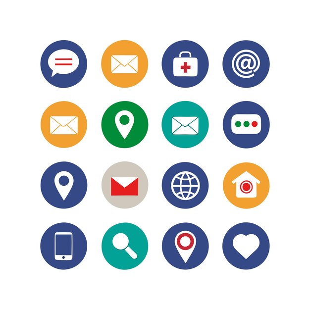 Colección de conjuntos de iconos de contacto para sitios web y aplicaciones móviles