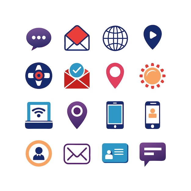 Colección de conjuntos de iconos de contacto para sitios web y aplicaciones móviles