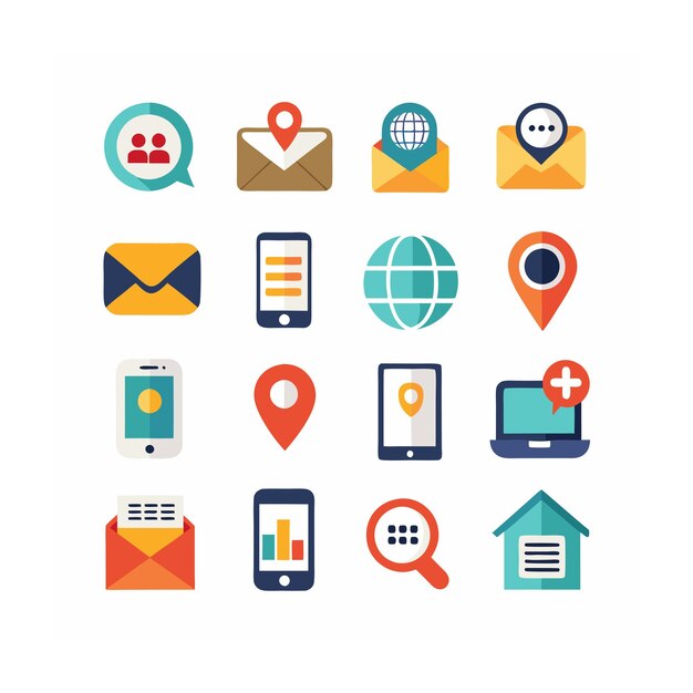 Colección de conjuntos de iconos de contacto para sitios web y aplicaciones móviles