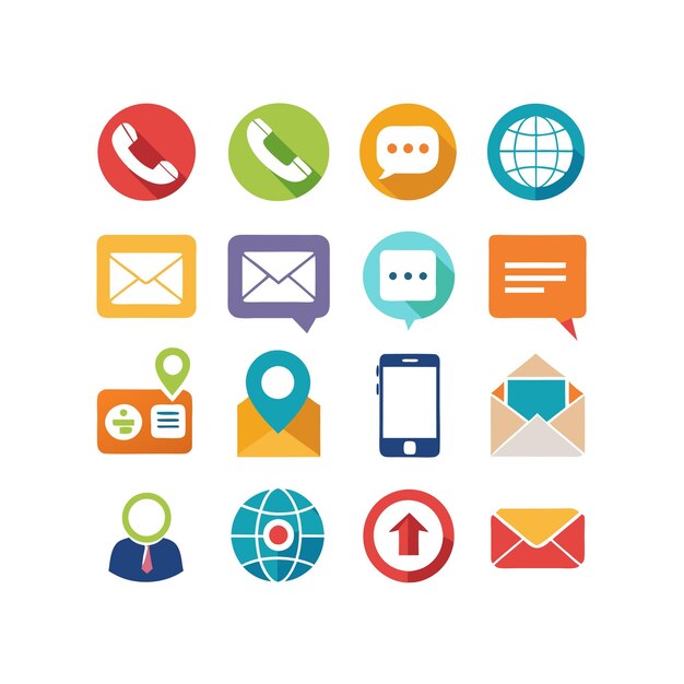 Colección de conjuntos de iconos de contacto para sitios web y aplicaciones móviles