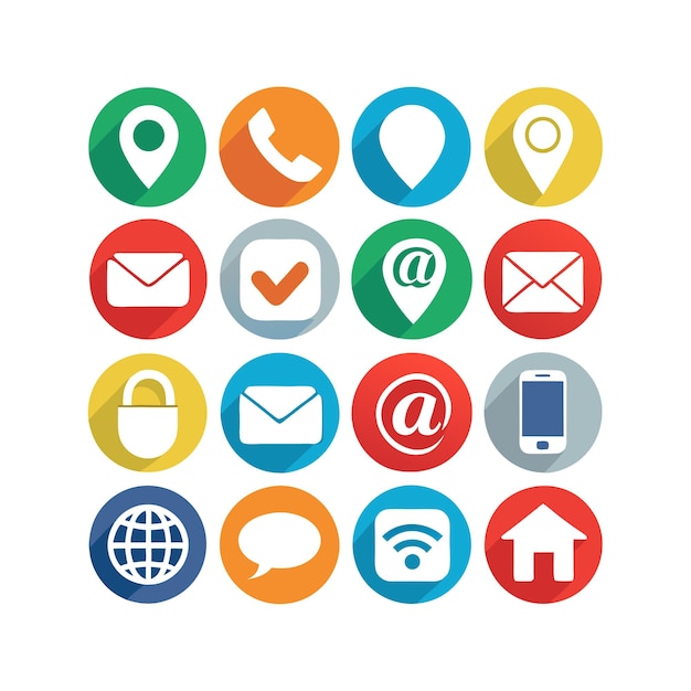 Colección de conjuntos de iconos de contacto para sitios web y aplicaciones móviles