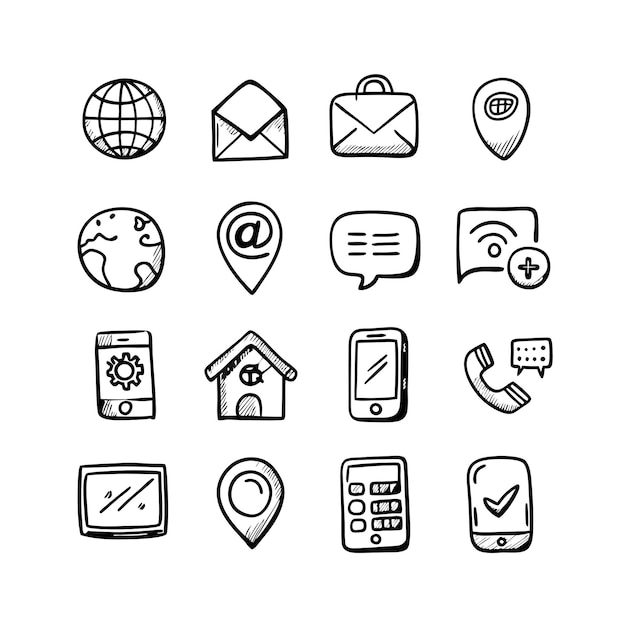 Colección de conjuntos de iconos de contacto para sitios web y aplicaciones móviles
