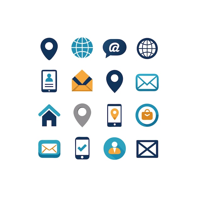 Colección de conjuntos de iconos de contacto para sitios web y aplicaciones móviles