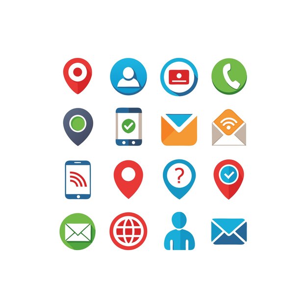 Colección de conjuntos de iconos de contacto para sitios web y aplicaciones móviles