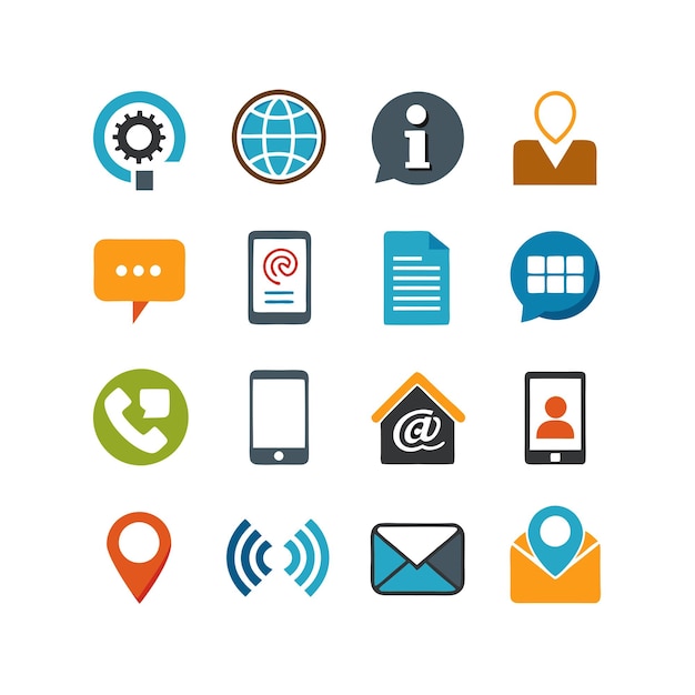 Colección de conjuntos de iconos de contacto para sitios web y aplicaciones móviles