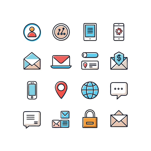 Colección de conjuntos de iconos de contacto para sitios web y aplicaciones móviles