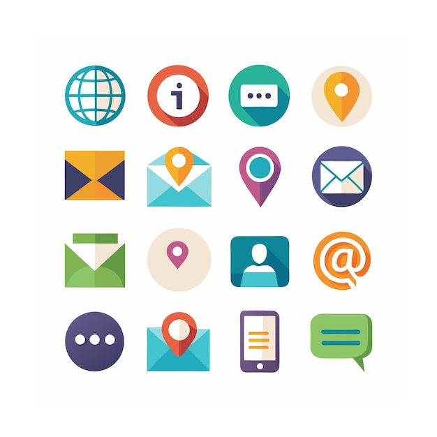 Colección de conjuntos de iconos de contacto para sitios web y aplicaciones móviles