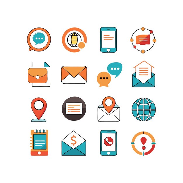 Colección de conjuntos de iconos de contacto para sitios web y aplicaciones móviles