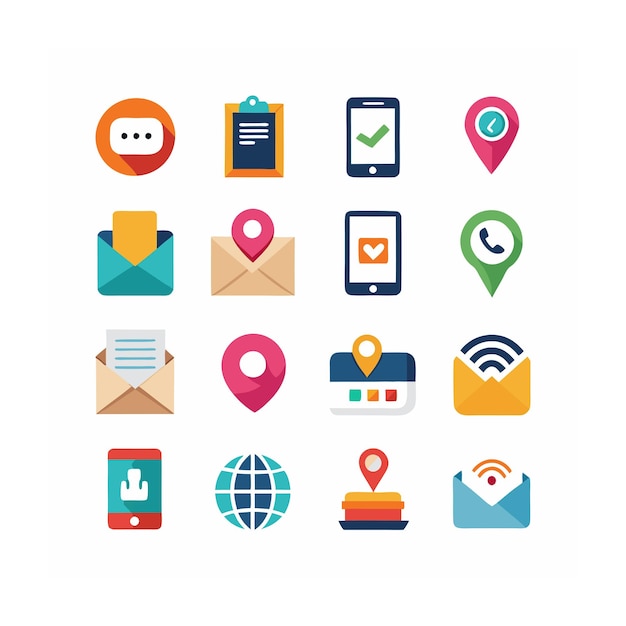 Colección de conjuntos de iconos de contacto para sitios web y aplicaciones móviles