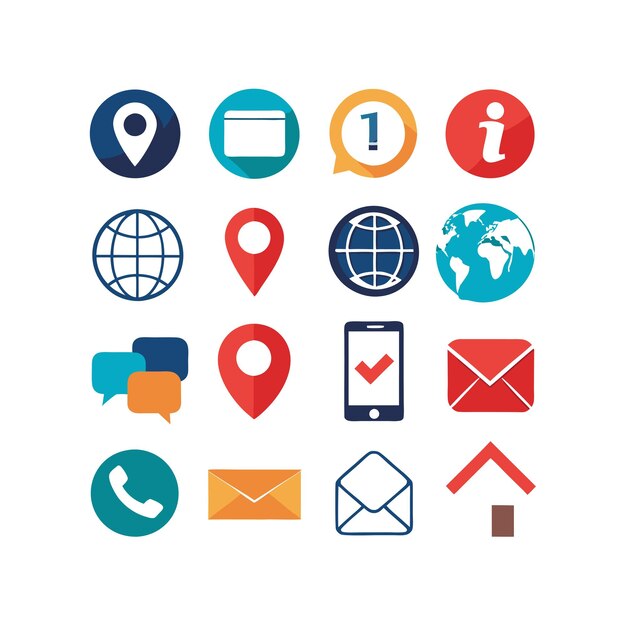 Colección de conjuntos de iconos de contacto para sitios web y aplicaciones móviles