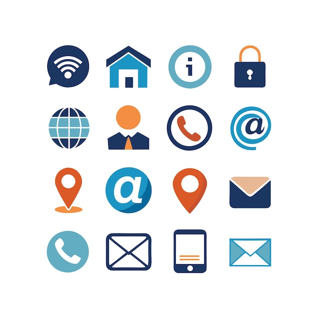 Colección de conjuntos de iconos de contacto para sitios web y aplicaciones móviles