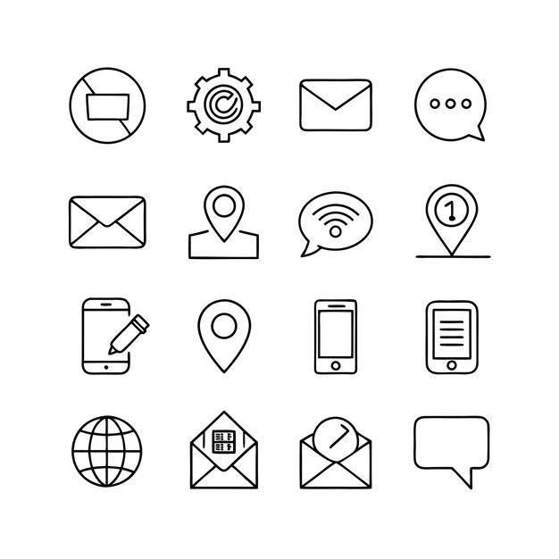 Colección de conjuntos de iconos de contacto para sitios web y aplicaciones móviles