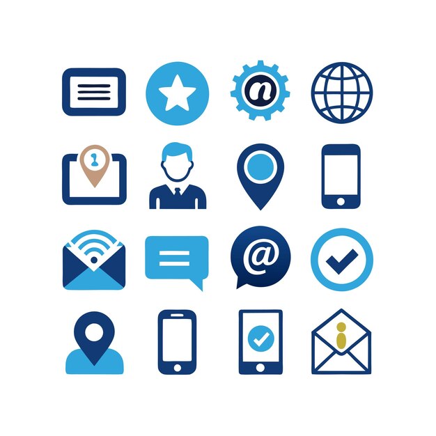 Colección de conjuntos de iconos de contacto para sitios web y aplicaciones móviles
