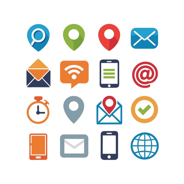 Colección de conjuntos de iconos de contacto para sitios web y aplicaciones móviles