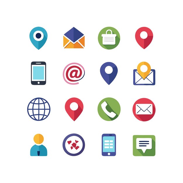 Colección de conjuntos de iconos de contacto para sitios web y aplicaciones móviles