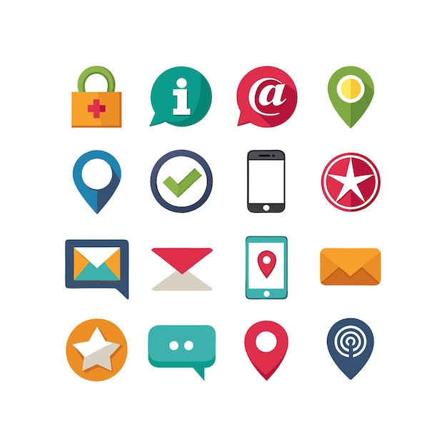 Colección de conjuntos de iconos de contacto para sitios web y aplicaciones móviles
