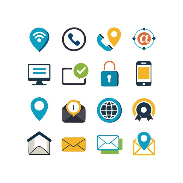 Colección de conjuntos de iconos de contacto para sitios web y aplicaciones móviles