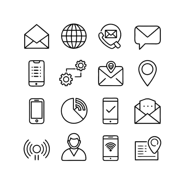 Colección de conjuntos de iconos de contacto para sitios web y aplicaciones móviles