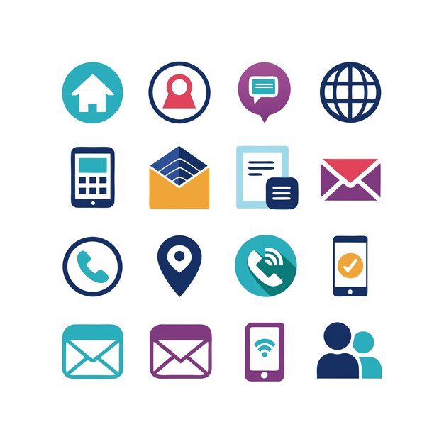 Colección de conjuntos de iconos de contacto para sitios web y aplicaciones móviles
