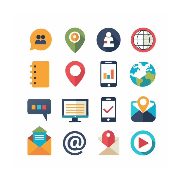 Colección de conjuntos de iconos de contacto para sitios web y aplicaciones móviles