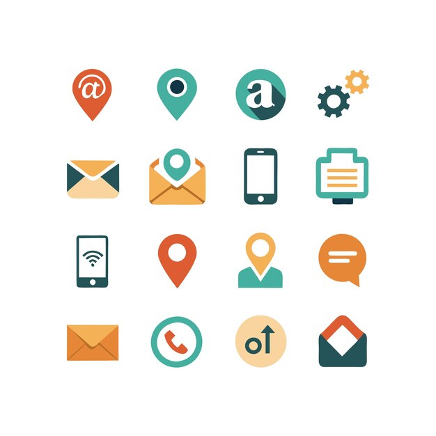 Colección de conjuntos de iconos de contacto para sitios web y aplicaciones móviles