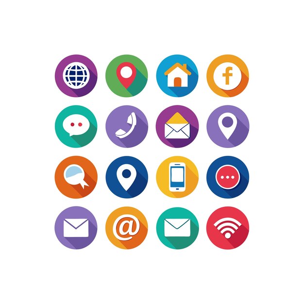 Colección de conjuntos de iconos de contacto para sitios web y aplicaciones móviles