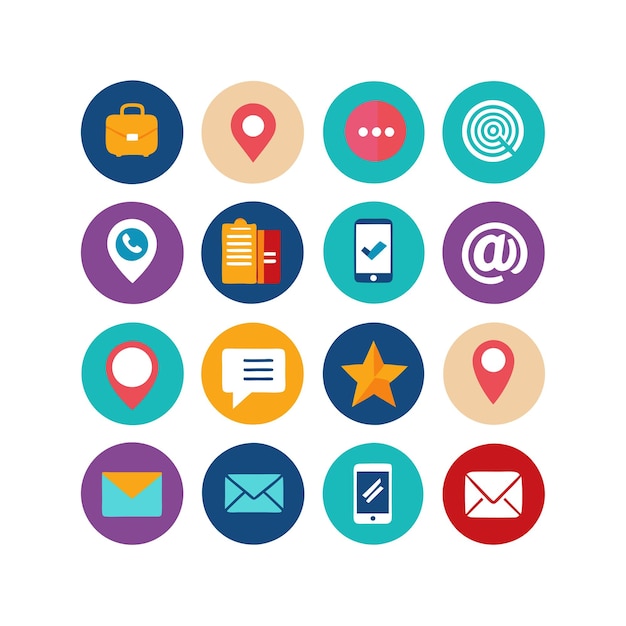 Colección de conjuntos de iconos de contacto para sitios web y aplicaciones móviles