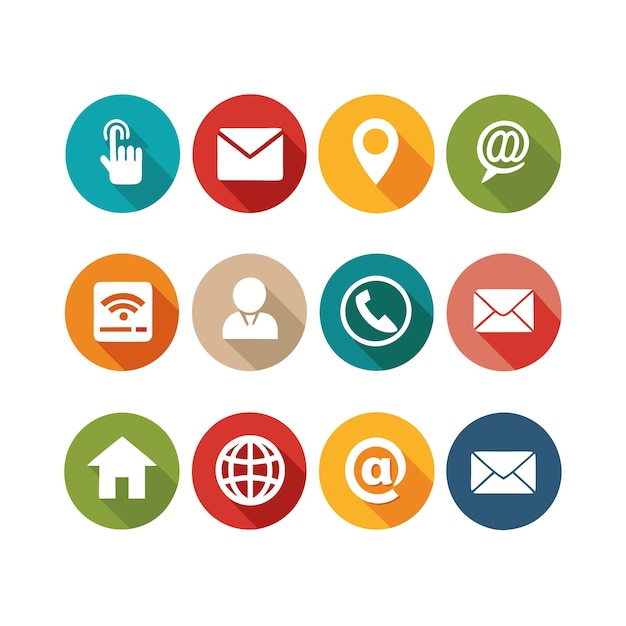 Colección de conjuntos de iconos de contacto para sitios web y aplicaciones móviles