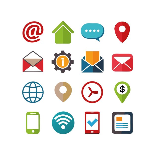 Colección de conjuntos de iconos de contacto para sitios web y aplicaciones móviles