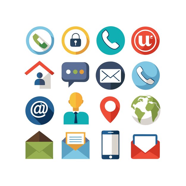 Colección de conjuntos de iconos de contacto para sitios web y aplicaciones móviles
