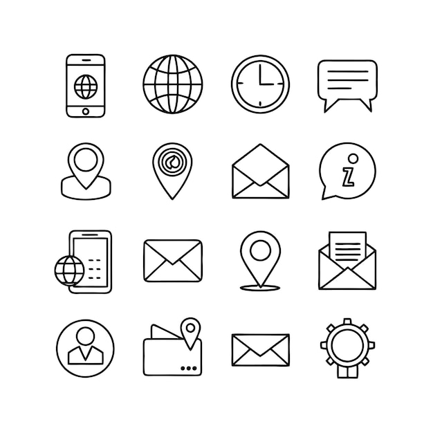 Colección de conjuntos de iconos de contacto para sitios web y aplicaciones móviles