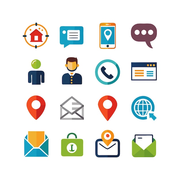 Colección de conjuntos de iconos de contacto para sitios web y aplicaciones móviles