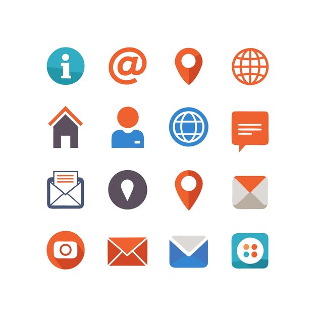 Colección de conjuntos de iconos de contacto para sitios web y aplicaciones móviles