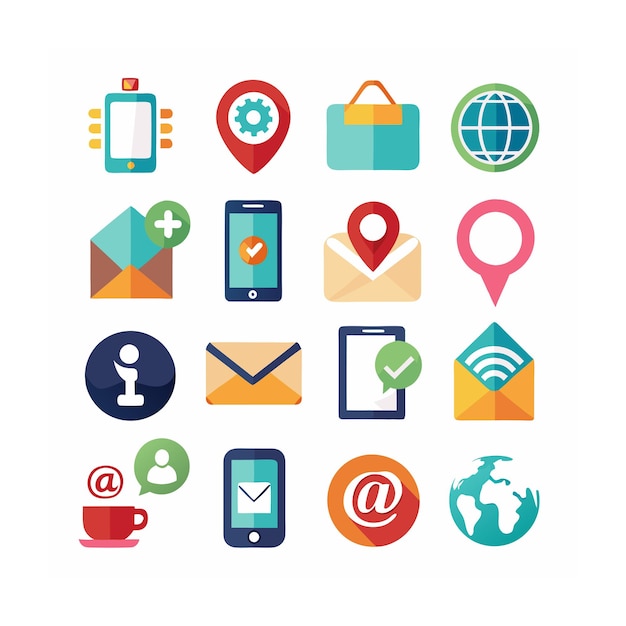 Colección de conjuntos de iconos de contacto para sitios web y aplicaciones móviles