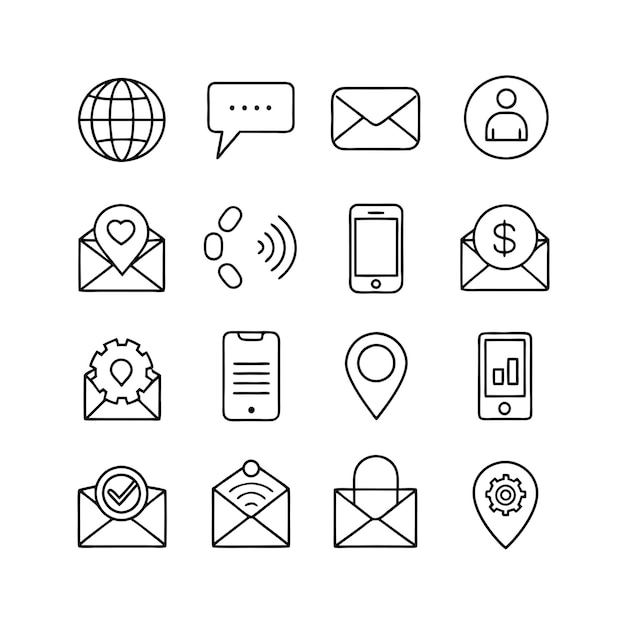 Colección de conjuntos de iconos de contacto para sitios web y aplicaciones móviles