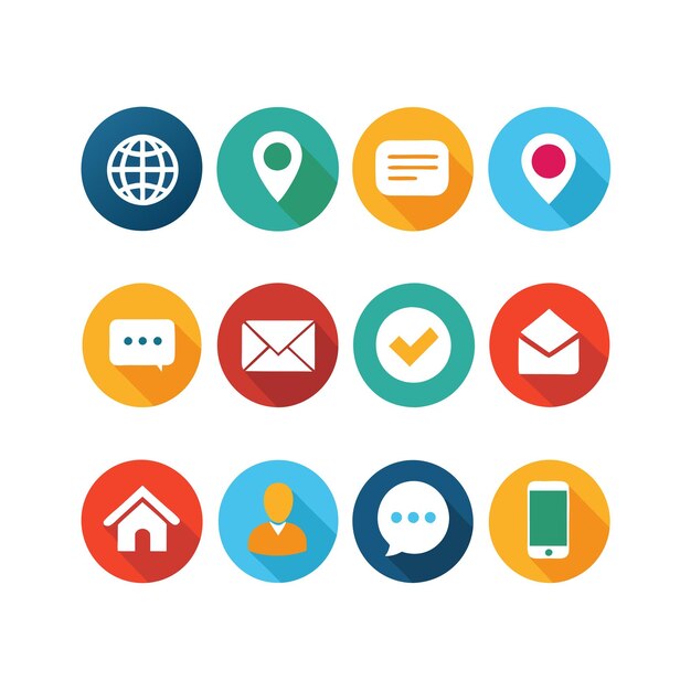 Colección de conjuntos de iconos de contacto para sitios web y aplicaciones móviles
