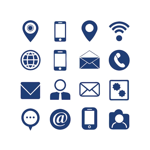 Colección de conjuntos de iconos de contacto para sitios web y aplicaciones móviles