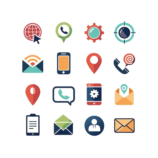 Colección de conjuntos de iconos de contacto para sitios web y aplicaciones móviles
