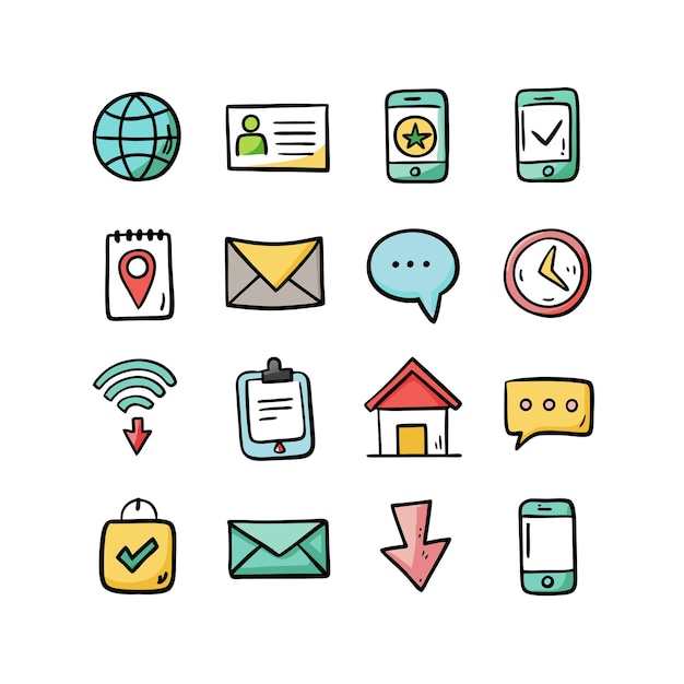 Colección de conjuntos de iconos de contacto para sitios web y aplicaciones móviles