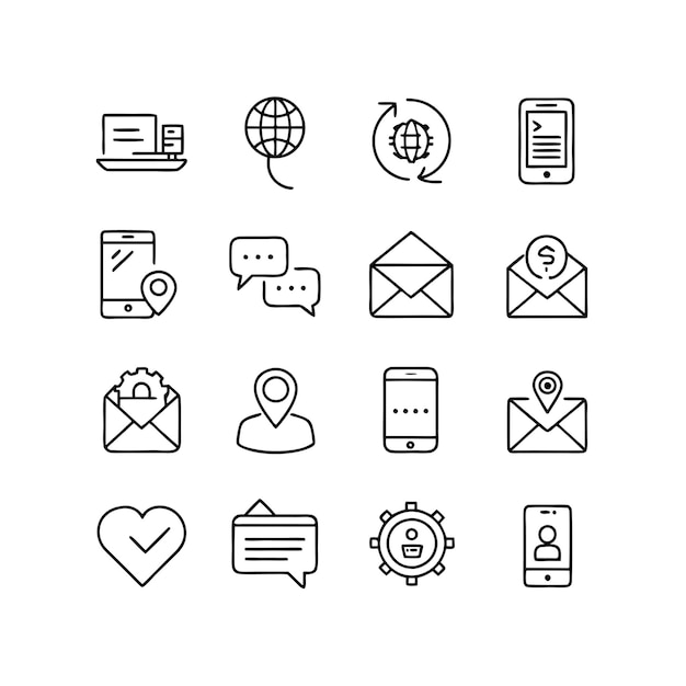 Colección de conjuntos de iconos de contacto para sitios web y aplicaciones móviles