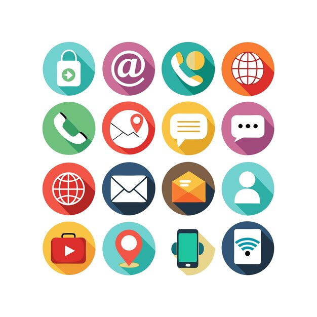 Colección de conjuntos de iconos de contacto para sitios web y aplicaciones móviles
