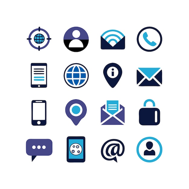 Colección de conjuntos de iconos de contacto para sitios web y aplicaciones móviles