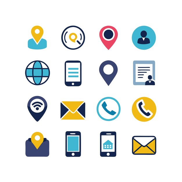 Colección de conjuntos de iconos de contacto para sitios web y aplicaciones móviles