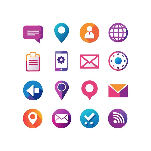 Colección de conjuntos de iconos de contacto para sitios web y aplicaciones móviles