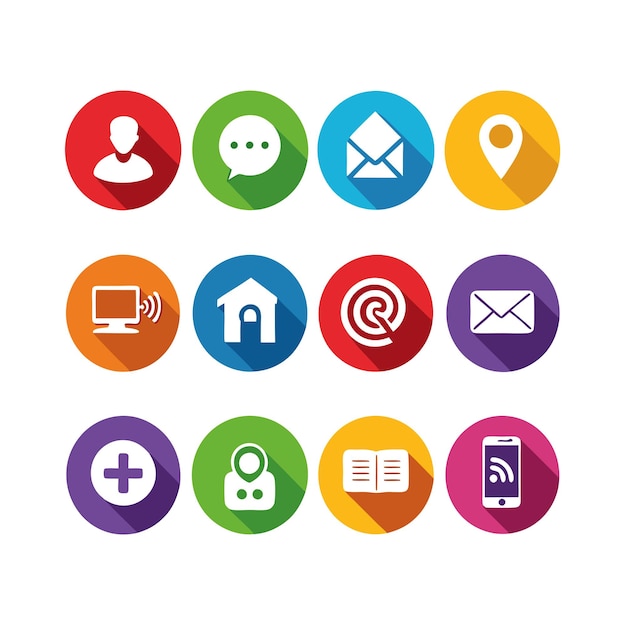 Colección de conjuntos de iconos de contacto para sitios web y aplicaciones móviles