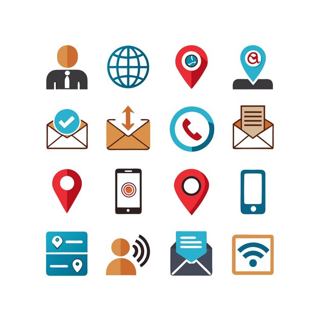 Colección de conjuntos de iconos de contacto para sitios web y aplicaciones móviles