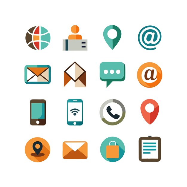Colección de conjuntos de iconos de contacto para sitios web y aplicaciones móviles
