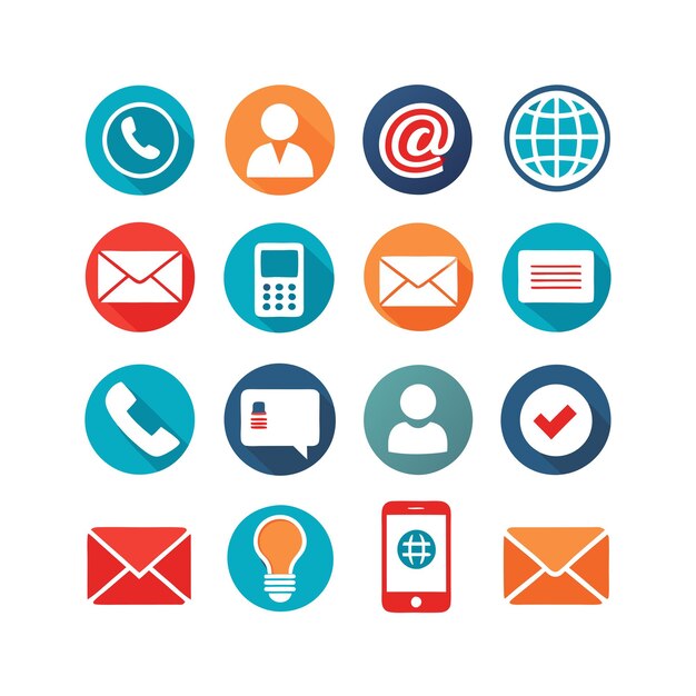 Colección de conjuntos de iconos de contacto para sitios web y aplicaciones móviles